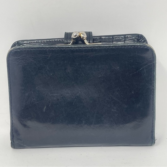 Coach Bifold Wallet Black Leather Women's 10 Slots & Kisslock Coin Area Vintage - Picture 4 of 16